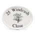 Engraved Ceramic House Sign Oval 31.5 x 24cm WHITE