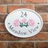 Engraved Ceramic House Sign Oval 31.5 x 24cm WHITE