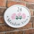 Engraved Ceramic House Sign Oval 31.5 x 24cm WHITE