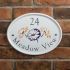 Engraved Ceramic House Sign Oval 31.5 x 24cm WHITE