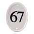 Engraved Ceramic House Number Oval 16.5 x 12.5cm WHITE