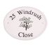 Engraved Ceramic House Sign Oval 31.5 x 24cm WHITE